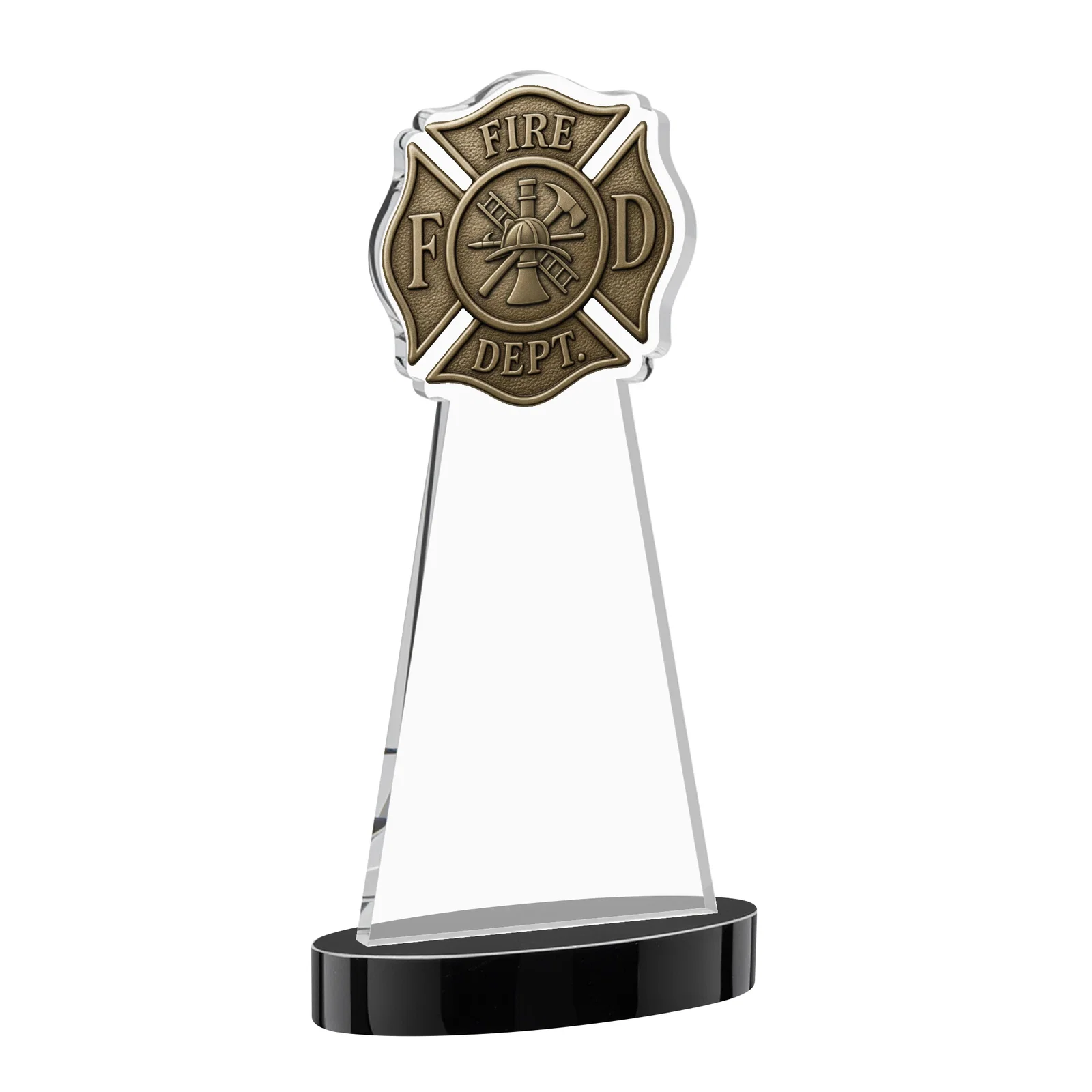 Custom Starfire Crystal Fire Department Award on Round Alberton Base, with your logo for sales achievement awards