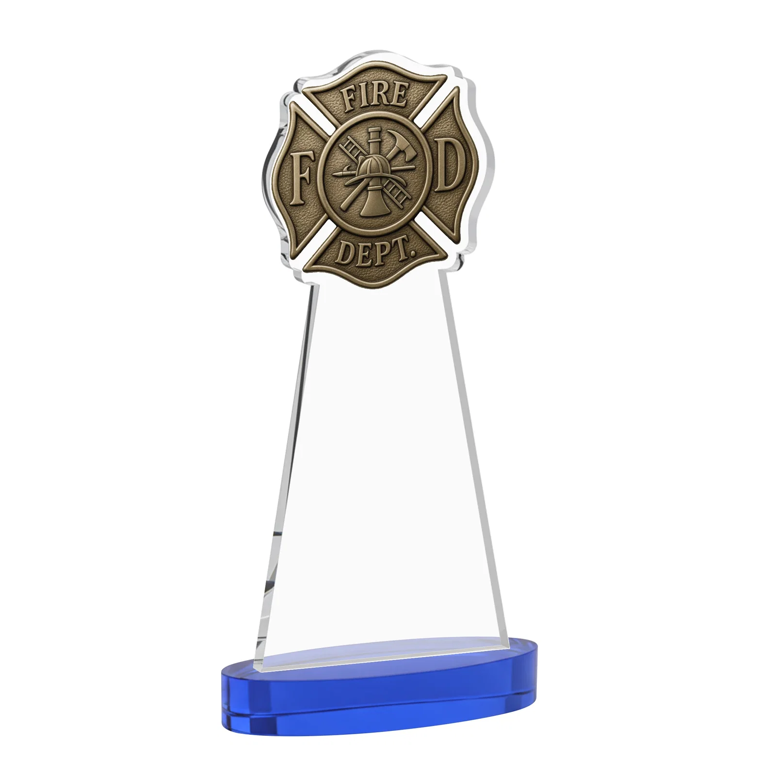 Custom Starfire Crystal Fire Department Award on Round Alberton Base, with your logo for donor appreciation