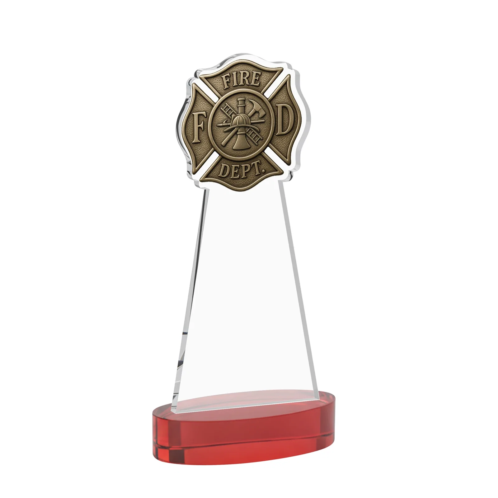 Custom Starfire Crystal Fire Department Award on Round Alberton Base, with your logo for graduation ceremonies