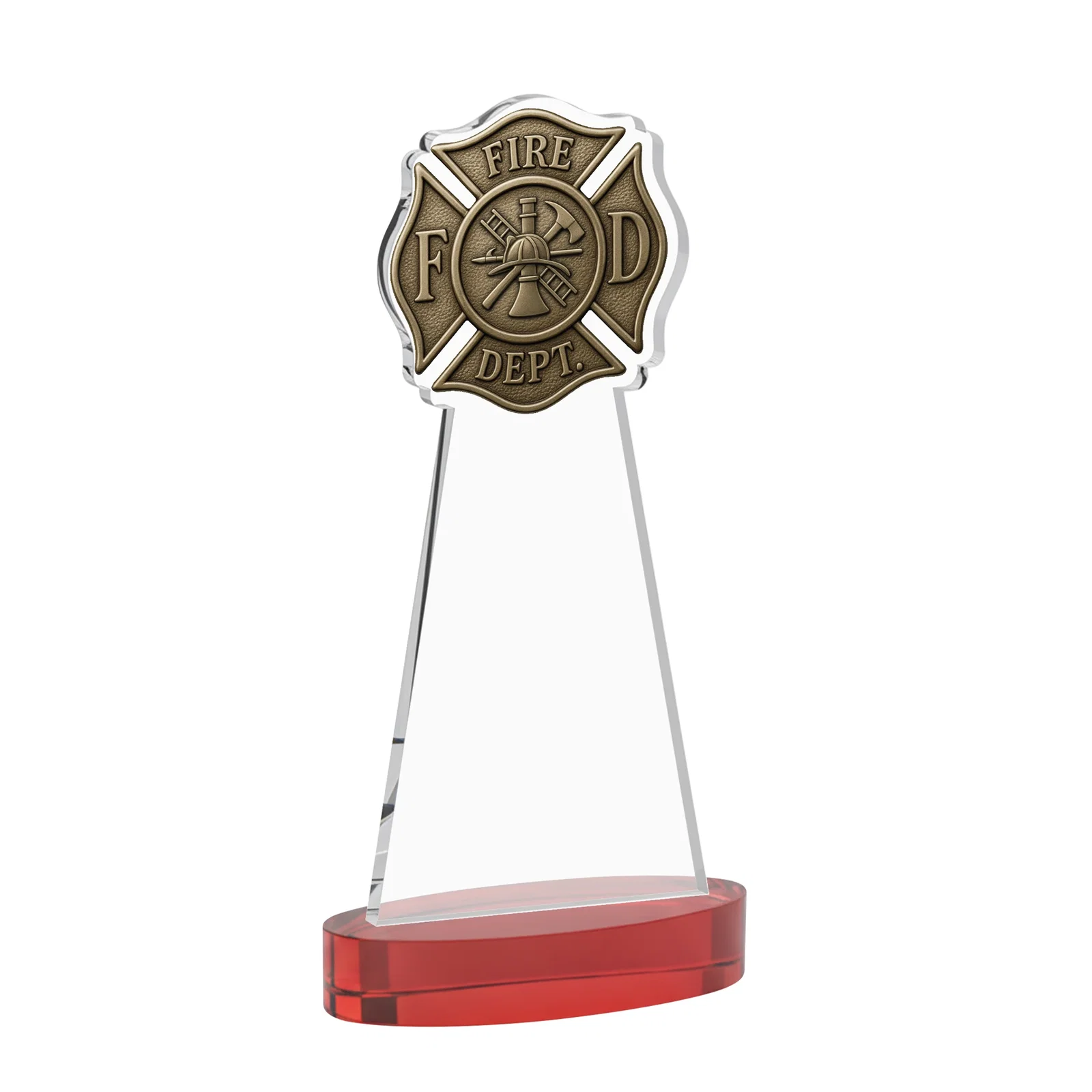 Custom Starfire Crystal Fire Department Award on Round Alberton Base, with your logo for safety achievement programs