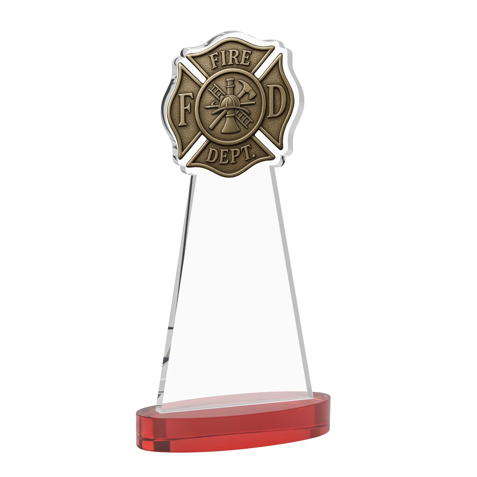 Custom Starfire Crystal Fire Department Award on Round Alberton Base, with your logo for volunteer appreciation