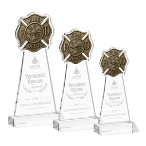 Starfire Crystal Fire Department Award on Front-Mitered Base