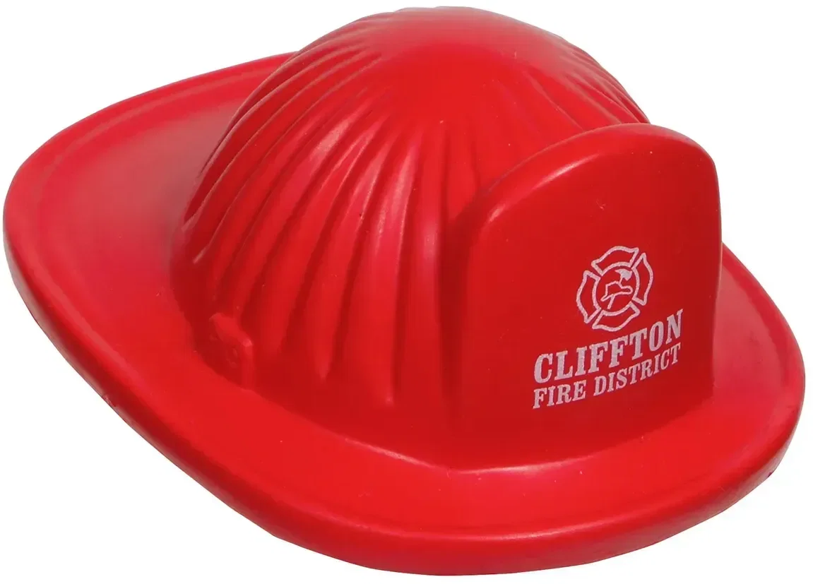Fire Helmet Stress Reliever, a custom helmet-shaped squeeze toy for logo-branded fire-safety promotions
