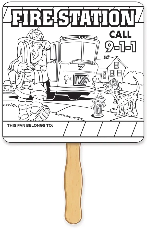 Fire Safety Coloring Hand Fan — view 2