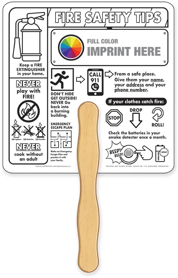 Fire Safety Coloring Hand Fan — view 3