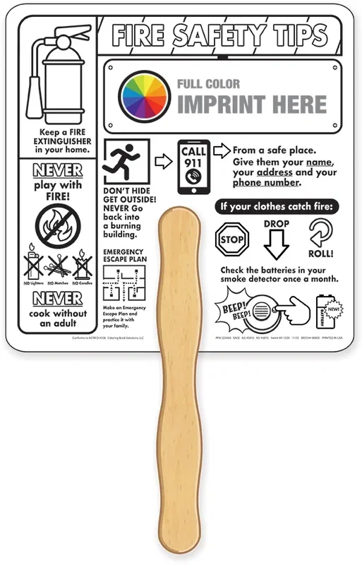 Fire Safety Coloring Hand Fan — view 3