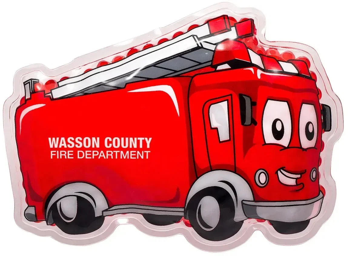 Fire Truck Aqua Pearls Hot/Cold Pack, custom therapy pack shaped like a fire engine with logo