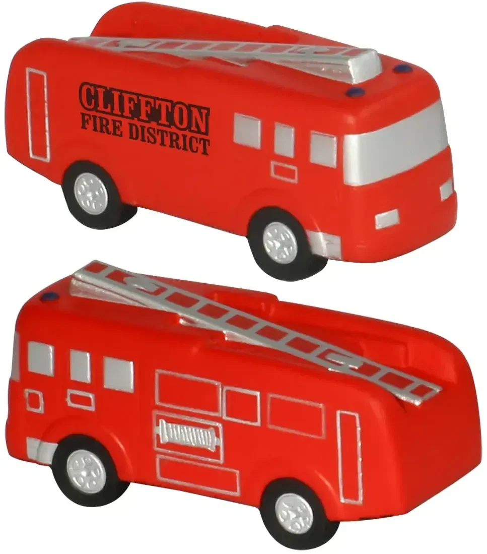 Fire Truck Stress Reliever, a custom logo fire-truck promotional foam stress ball for safety programs