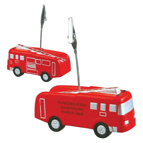 Fire truck shaped stress ball memo holder, 4 inches long
