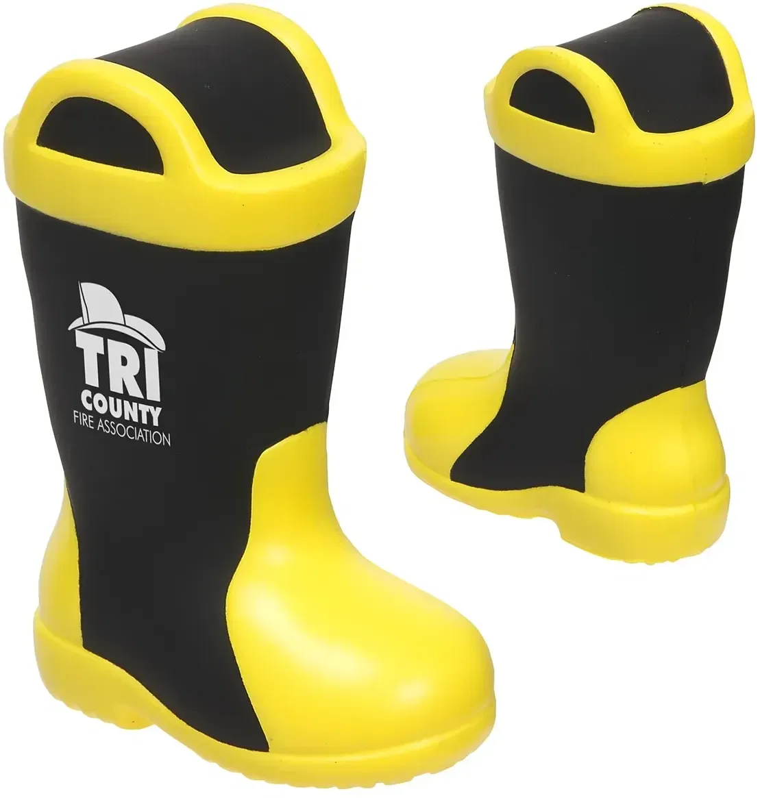 Custom Firefighter Boot Stress Reliever, branded fire boot squeeze toy with logo print for fire departments