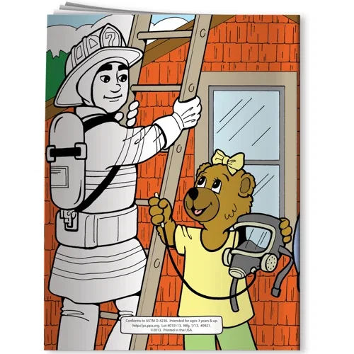 Firefighters in Uniform coloring book open interior page ready for coloring