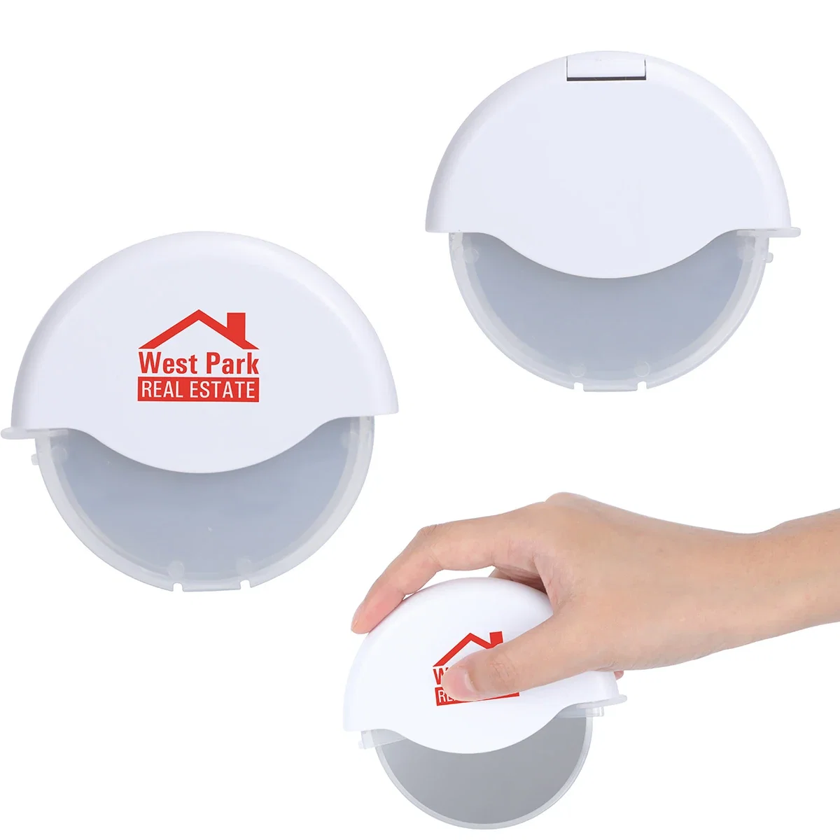 Custom Firenza Pizza Cutter, front view with its protective cover