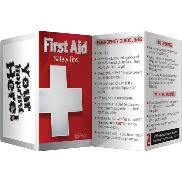 First Aid & Medical Emergency Guide Card panel on choking, poisoning and chest pain