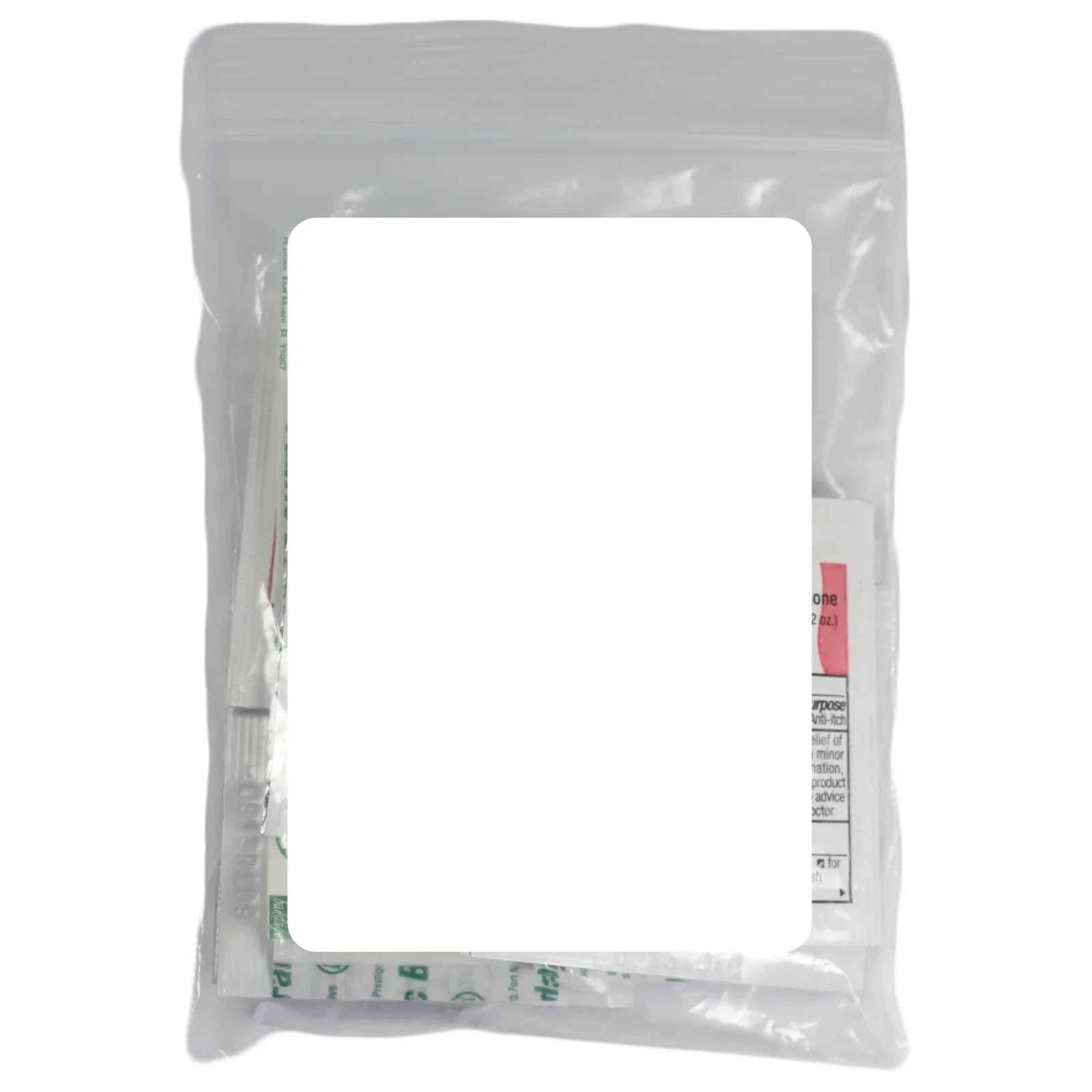 Flat travel pack of basic medical items for everyday carry