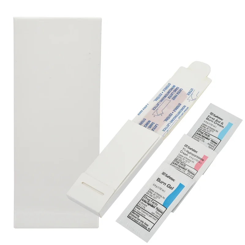 Back of the small kit sleeve with directions printed across it