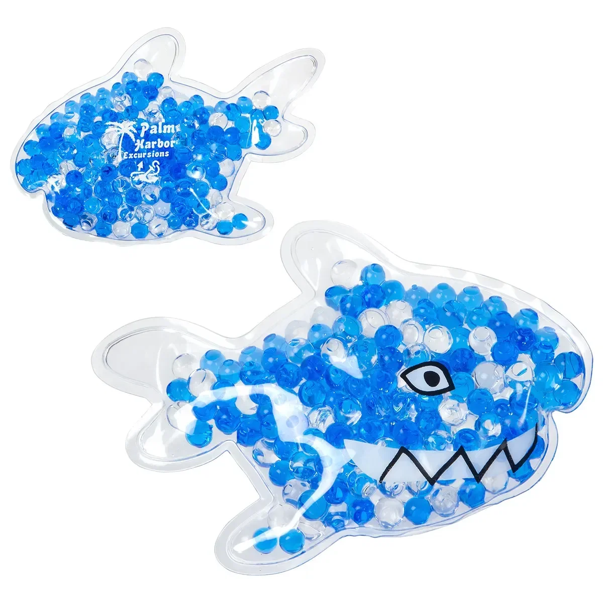 Custom Fish Aqua Pearls Hot/Cold Pack, branded fish-shaped gel pack for warm or cold relief, promotional wellness gift