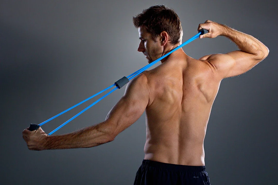 Angled view of the Fitness First Stretch Expander showing both resistance levels