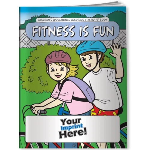 Fitness is Fun combo pack open coloring book showing exercise and healthy-habit activity pages