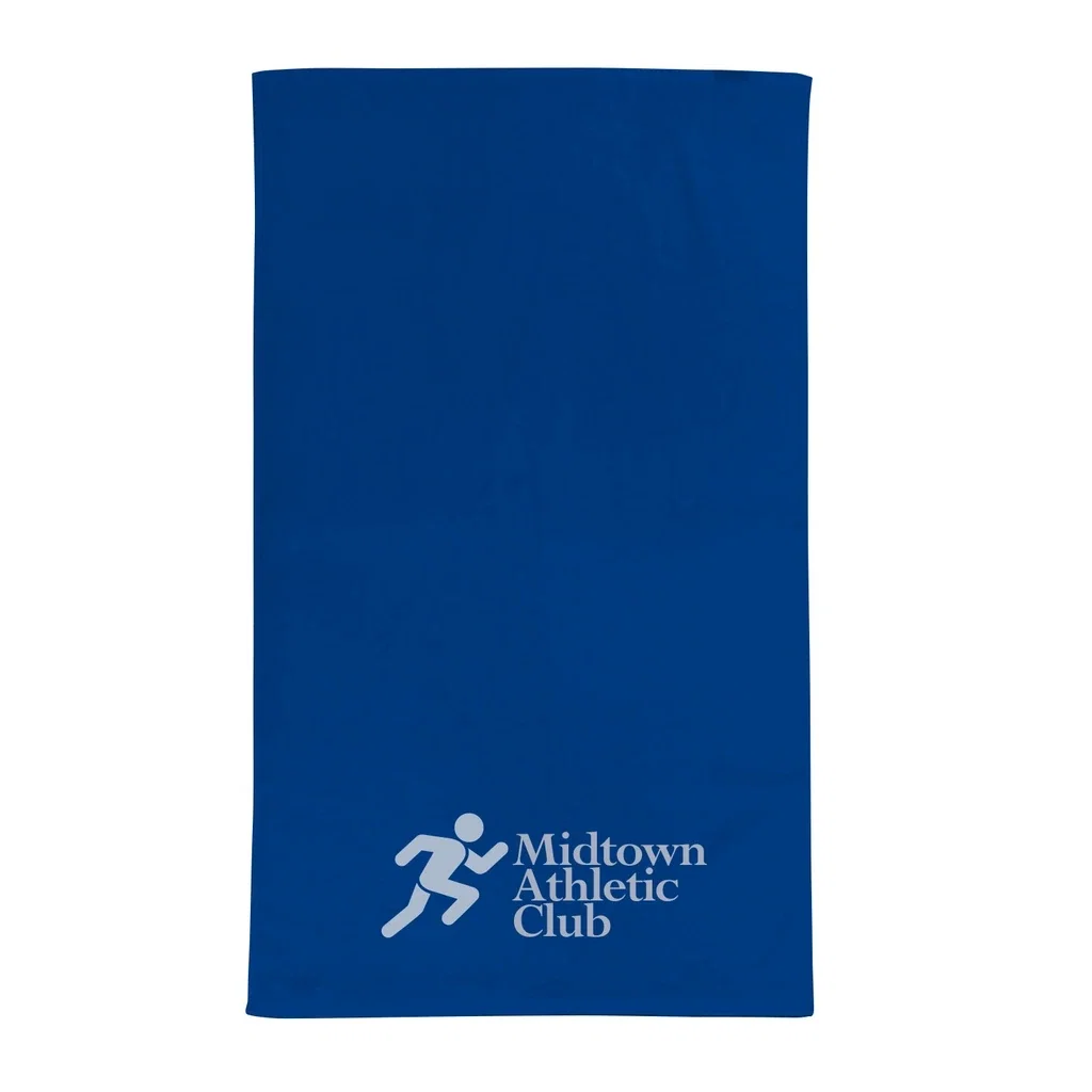 Color Performance Large Flat Hem Fitness Towel — Royal — view 3
