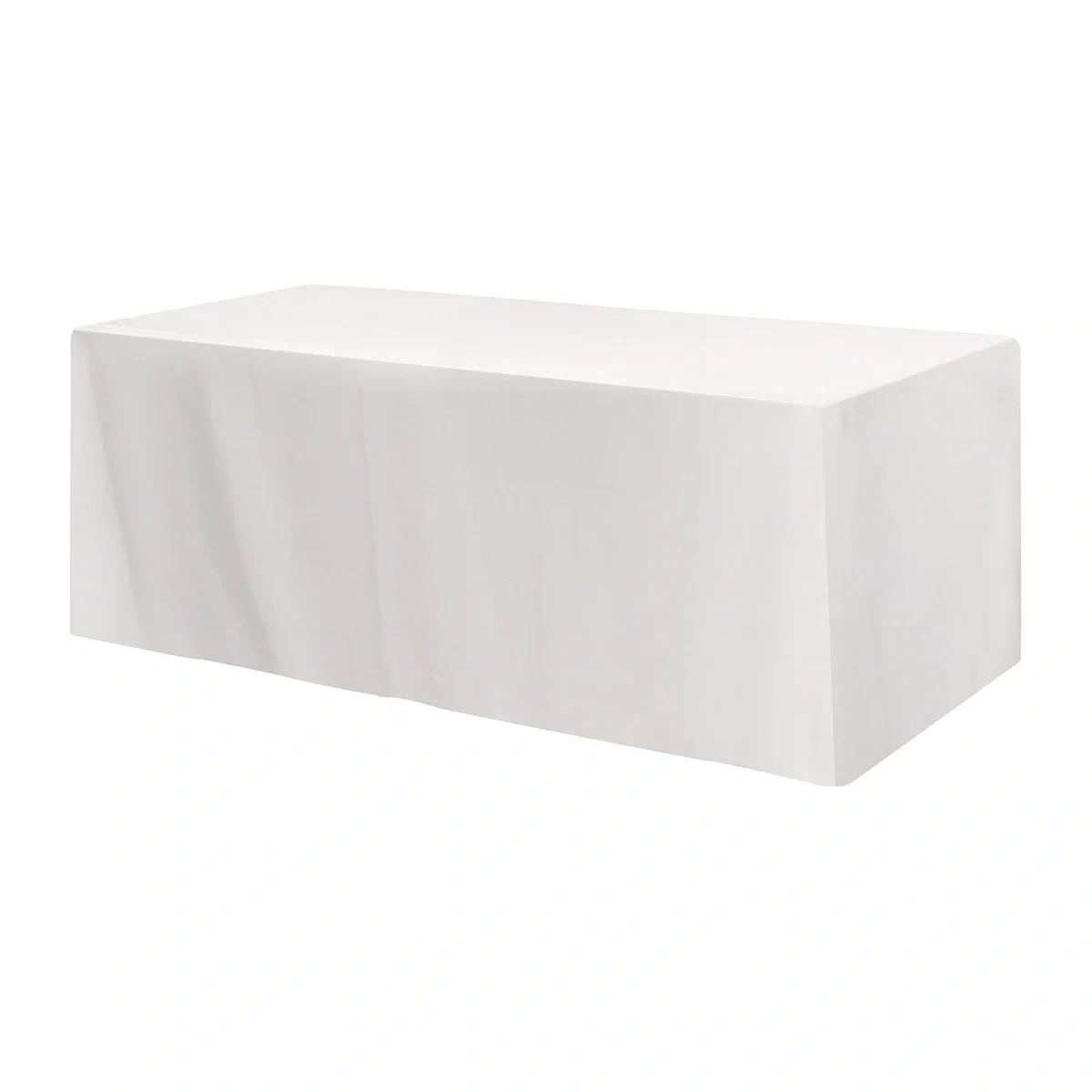Fitted poly cotton cover stretched over a standard rectangular display table