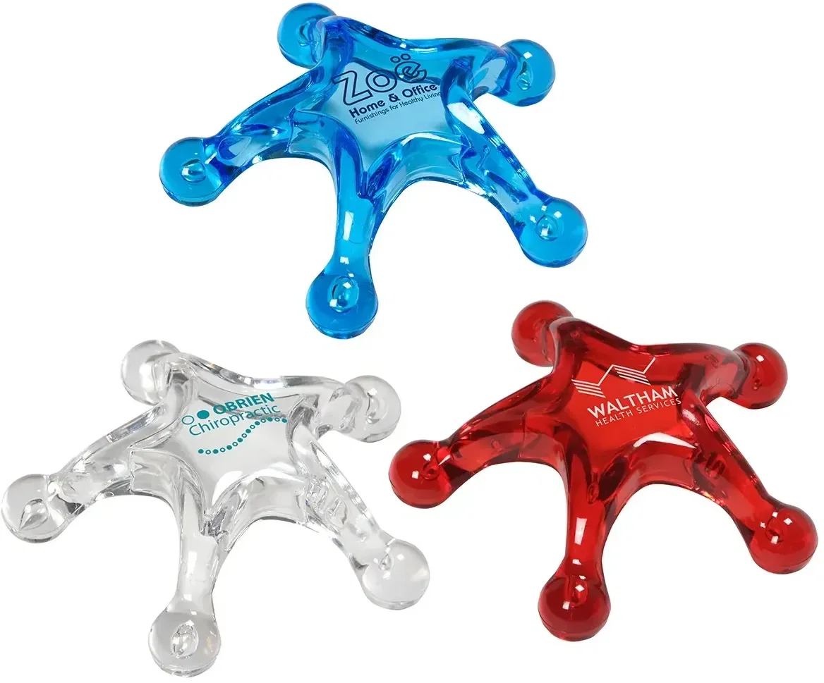 Five-Point Star Massager, custom wellness tool shaped like a star with branded logo space