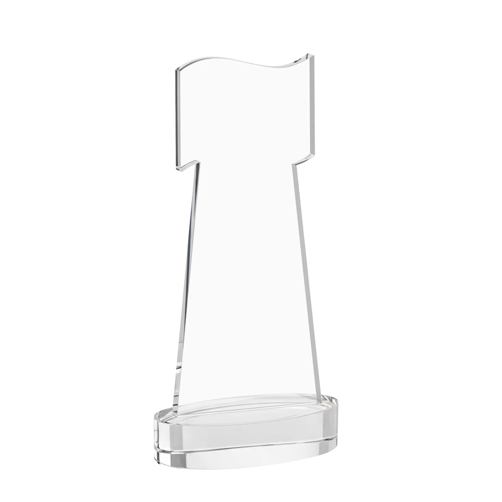 Custom engraved Starfire Crystal Award with a Flag-Shaped Cutout for sales achievement awards