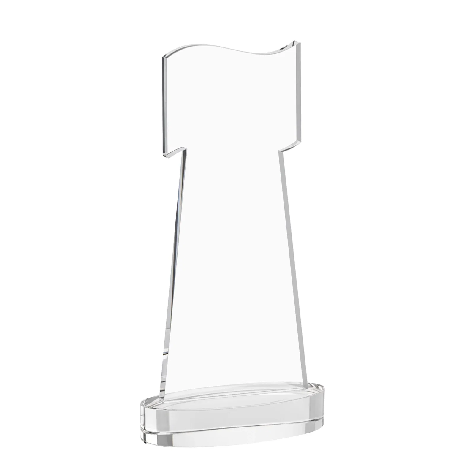Custom engraved Starfire Crystal Award with a Flag-Shaped Cutout for retirement presentations