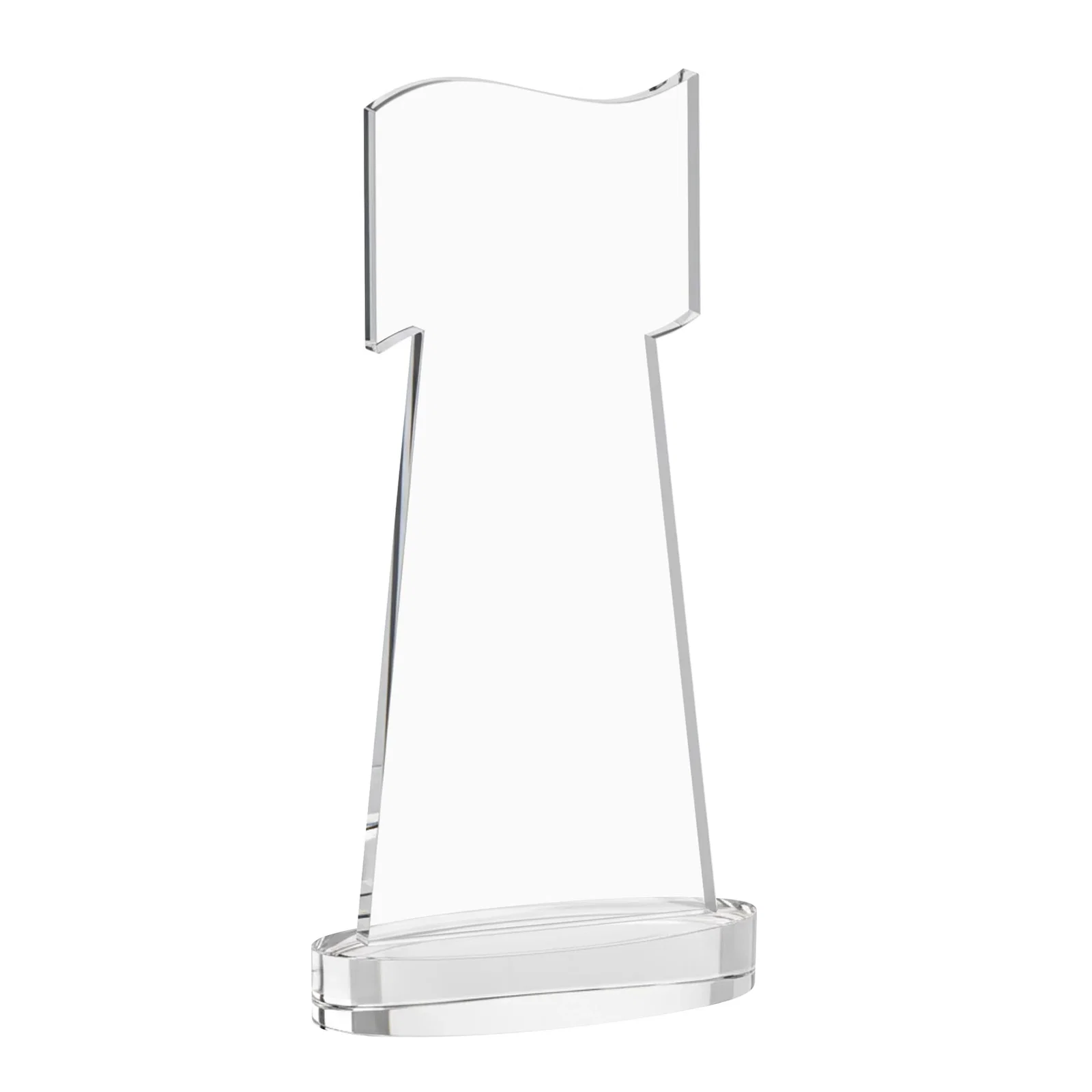 Custom engraved Starfire Crystal Award with a Flag-Shaped Cutout for team milestone celebrations