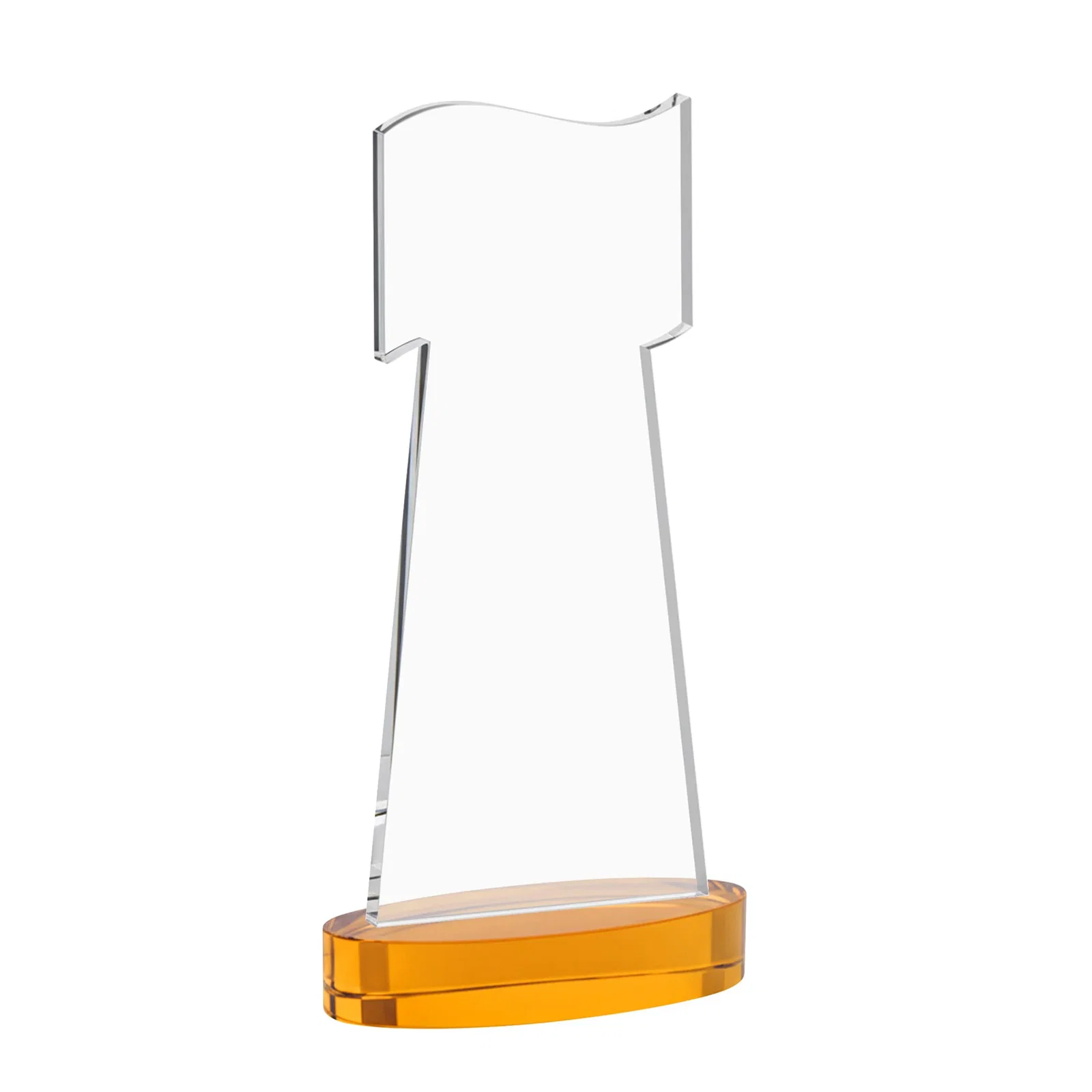 Custom engraved Starfire Crystal Award with a Flag-Shaped Cutout for graduation ceremonies