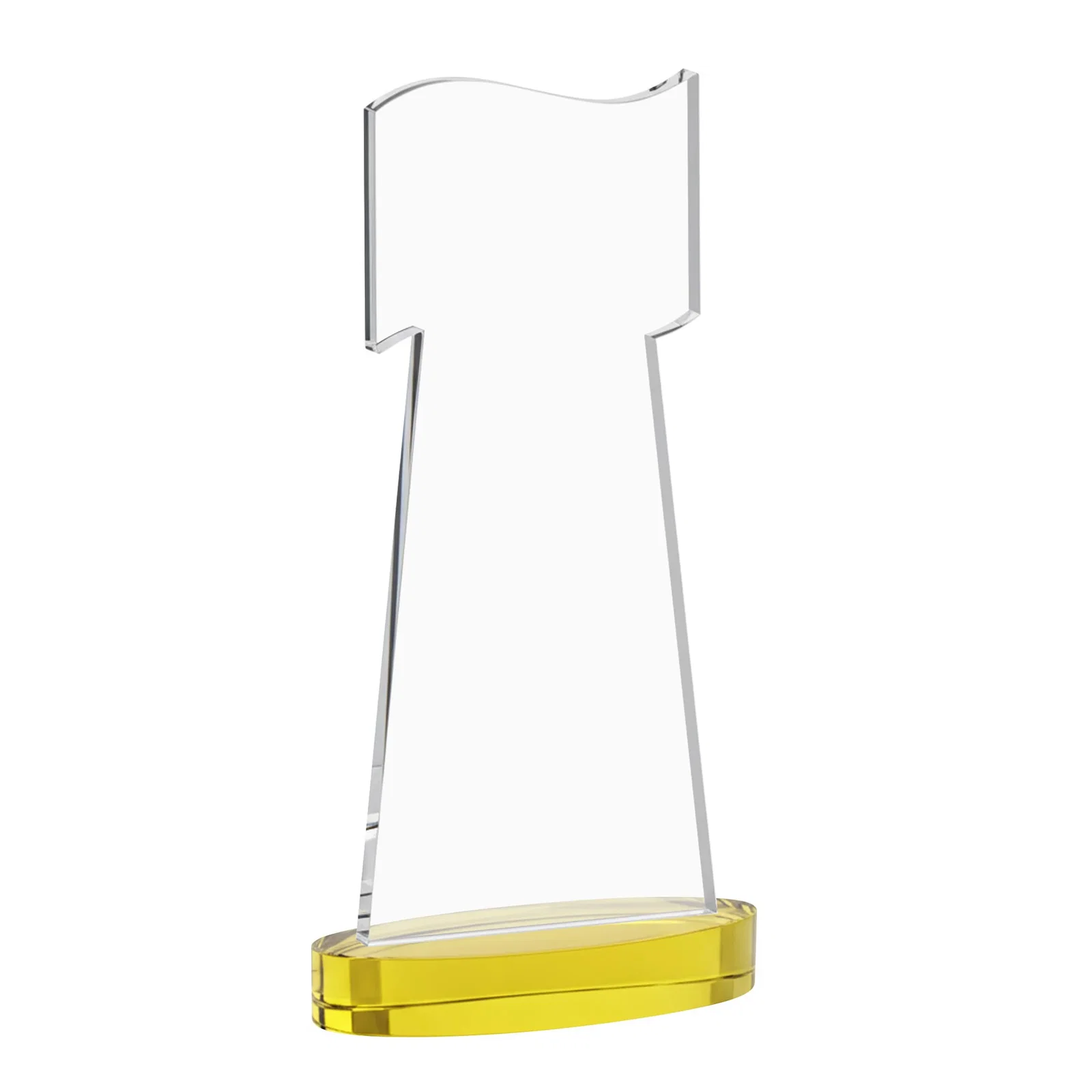 Custom engraved Starfire Crystal Award with a Flag-Shaped Cutout for company anniversary events