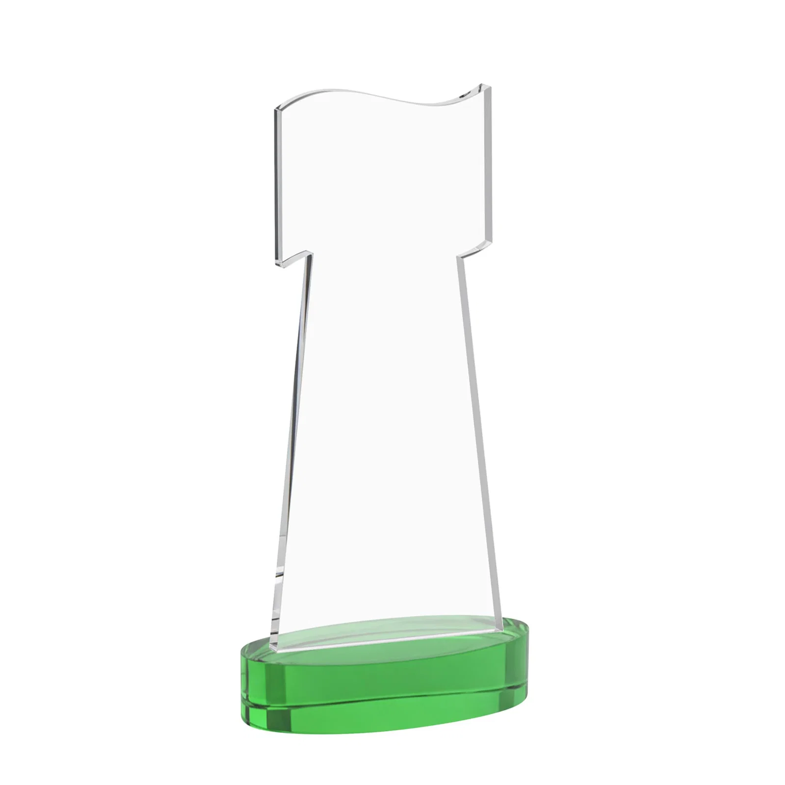 Custom Starfire Crystal Award with a Flag-Shaped Cutout, with your logo for employee recognition