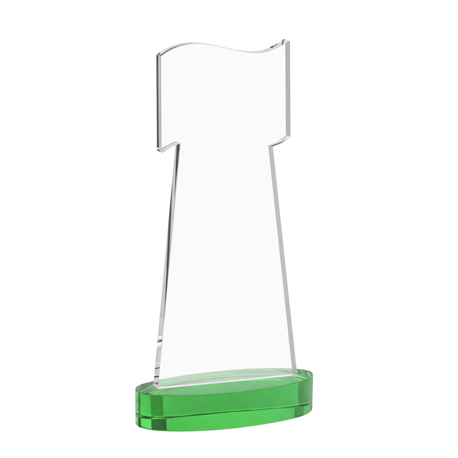 Custom Starfire Crystal Award with a Flag-Shaped Cutout, with your logo for corporate award ceremonies