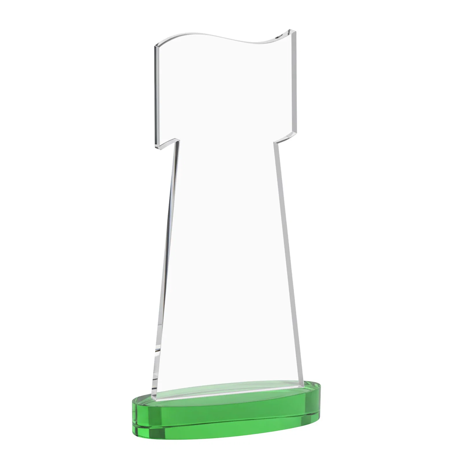 Custom Starfire Crystal Award with a Flag-Shaped Cutout, with your logo for service anniversary gifts