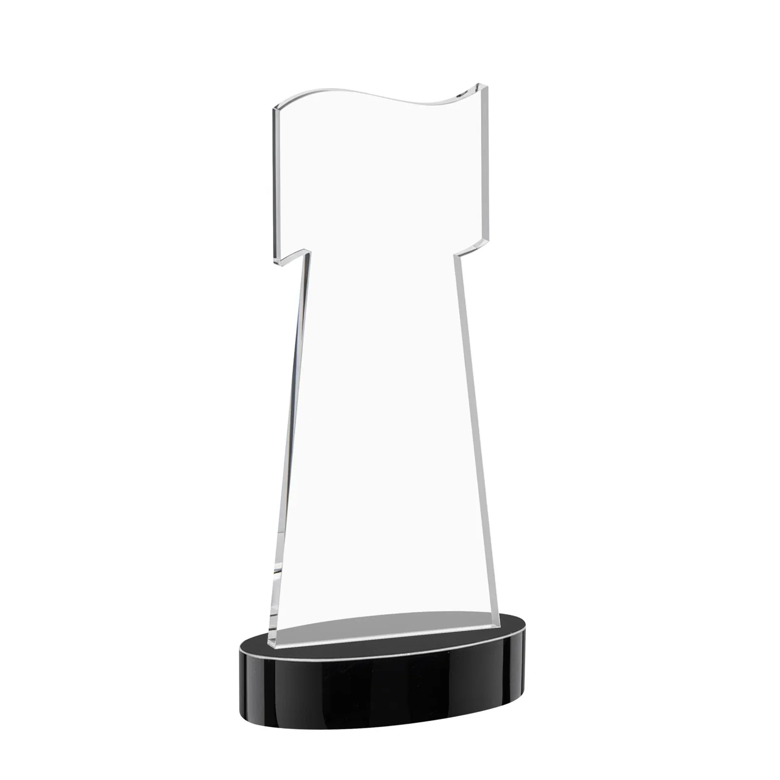 Custom Starfire Crystal Award with a Flag-Shaped Cutout, with your logo for sales achievement awards