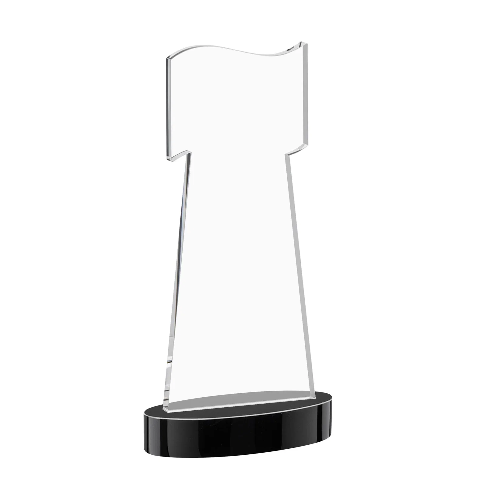 Custom Starfire Crystal Award with a Flag-Shaped Cutout, with your logo for retirement presentations