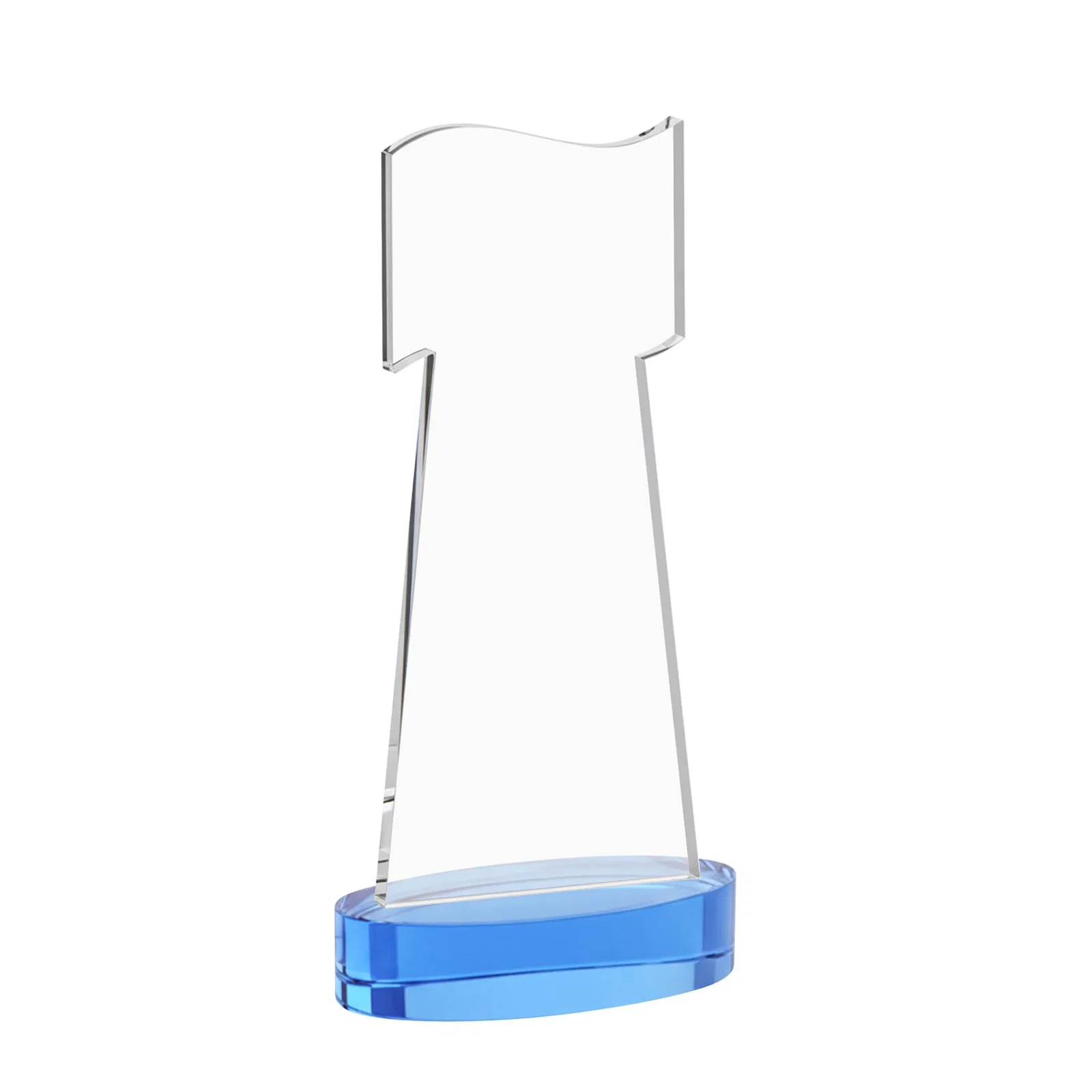 Personalized Starfire Crystal Award with a Flag-Shaped Cutout, with your logo for employee recognition