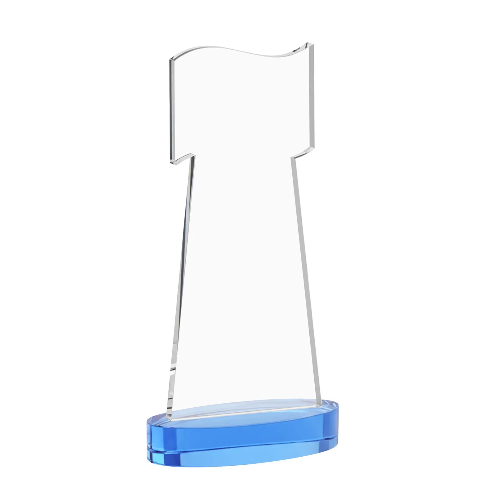 Personalized Starfire Crystal Award with a Flag-Shaped Cutout, with your logo for corporate award ceremonies