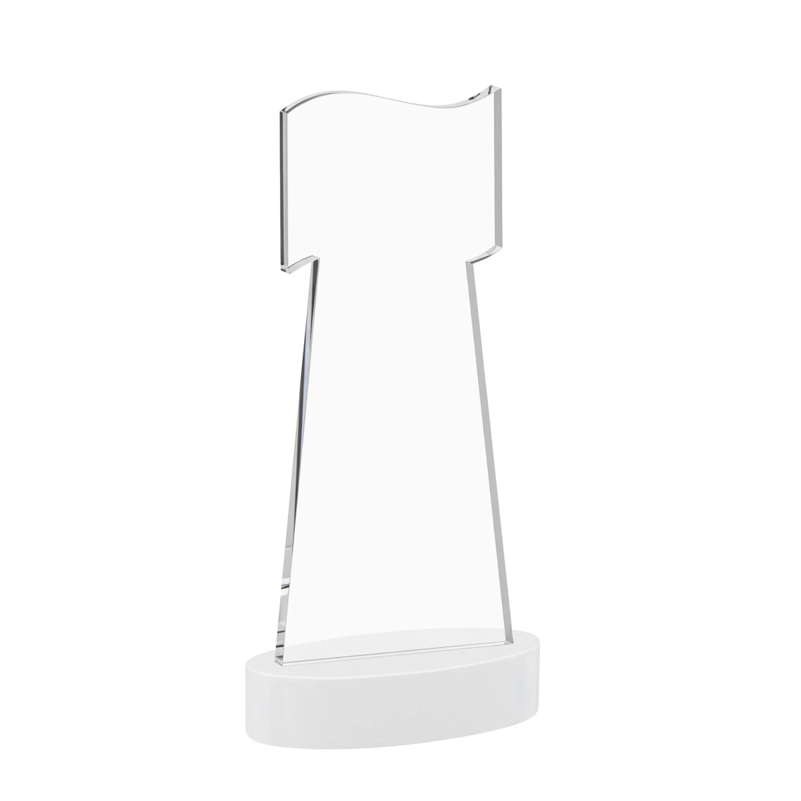 Personalized Starfire Crystal Award with a Flag-Shaped Cutout, with your logo for sales achievement awards