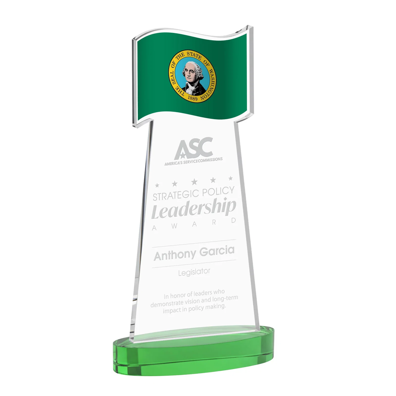 Personalized Starfire Crystal Award with a Flag-Shaped Cutout for team milestone celebrations