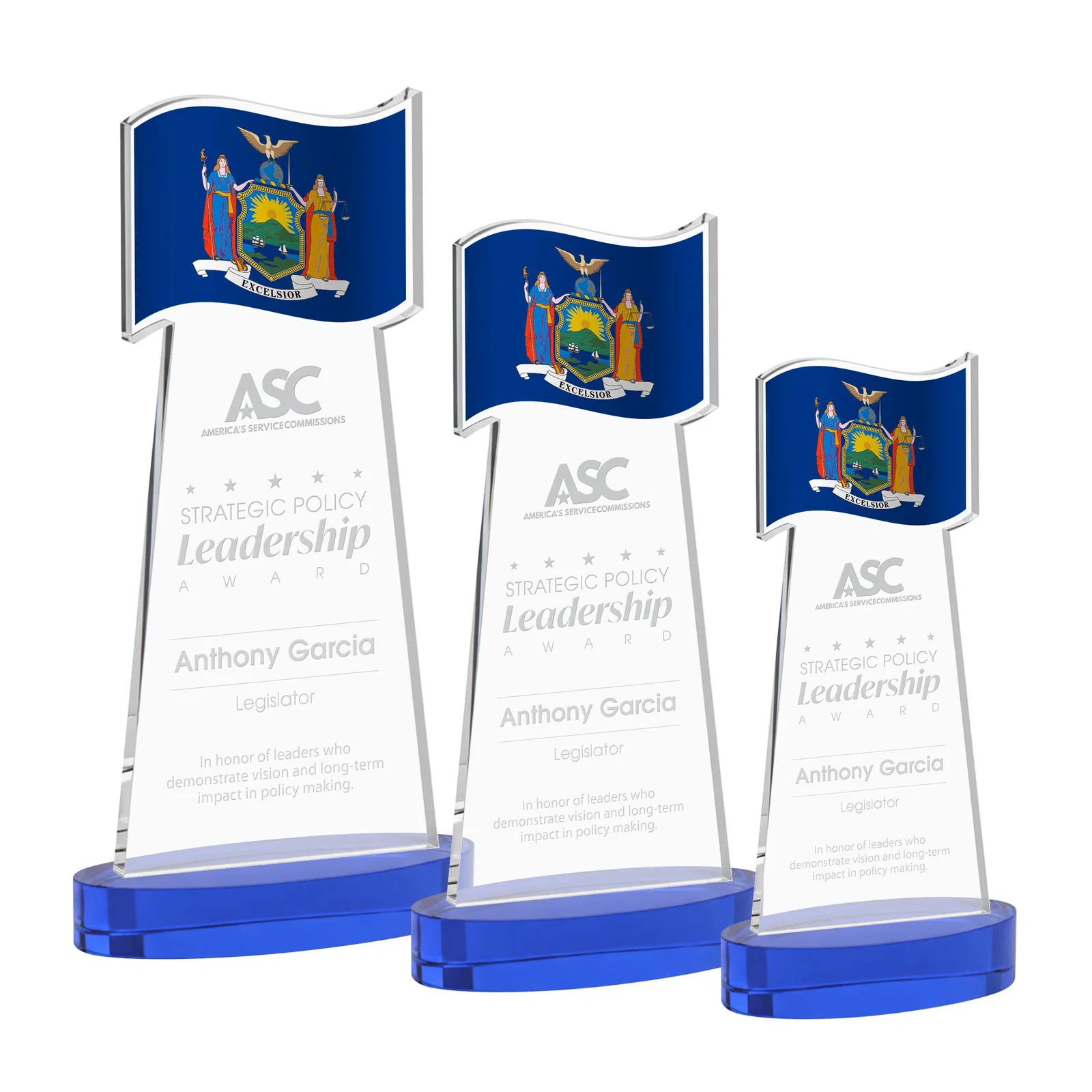 Personalized Starfire Crystal Award with a Flag-Shaped Cutout for dealer and partner awards