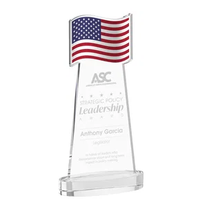 Starfire Crystal Award with a Flag-Shaped Cutout