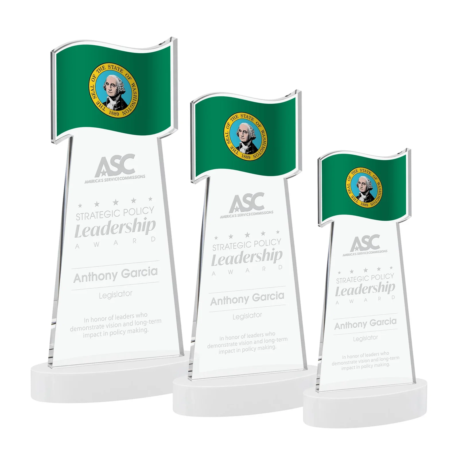 Promotional Starfire Crystal Award with a Flag-Shaped Cutout for dealer and partner awards