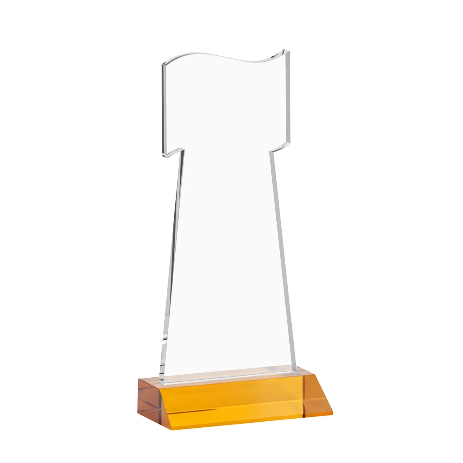 Custom engraved Starfire Crystal Award with a Flag Cutout on a Mitered Base for company anniversary events