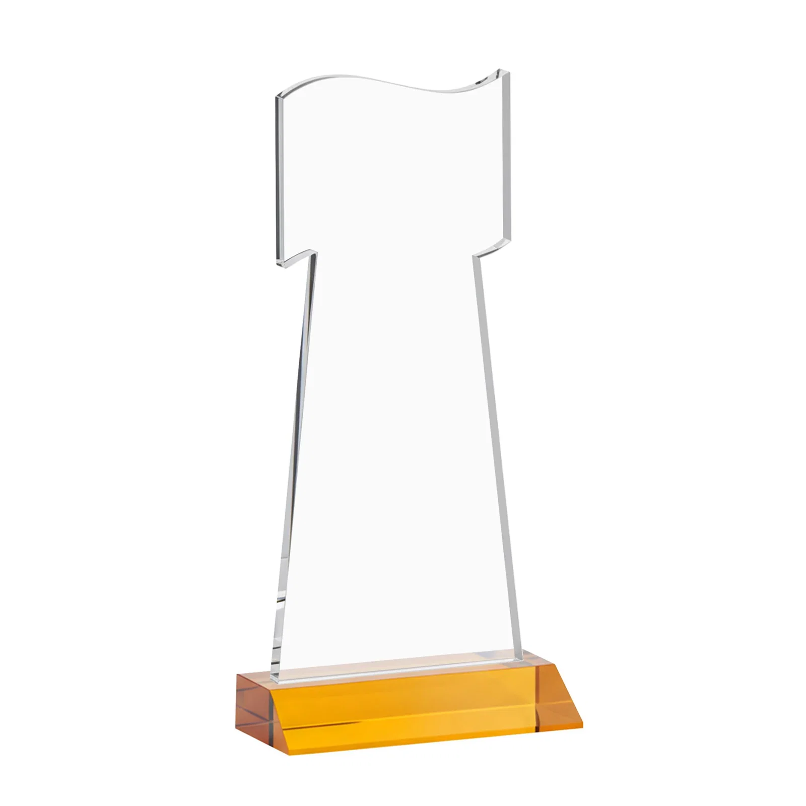 Custom Starfire Crystal Award with a Flag Cutout on a Mitered Base, with your logo for employee recognition