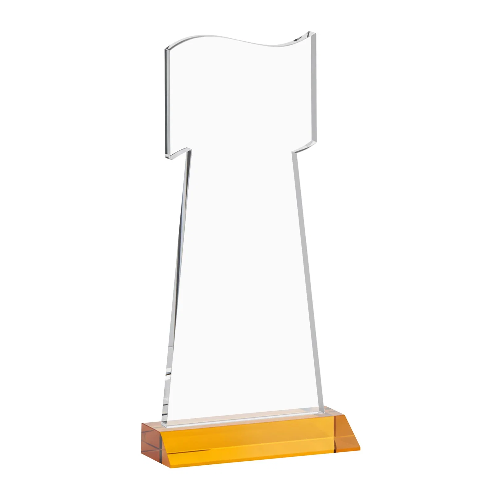 Custom Starfire Crystal Award with a Flag Cutout on a Mitered Base, with your logo for corporate award ceremonies