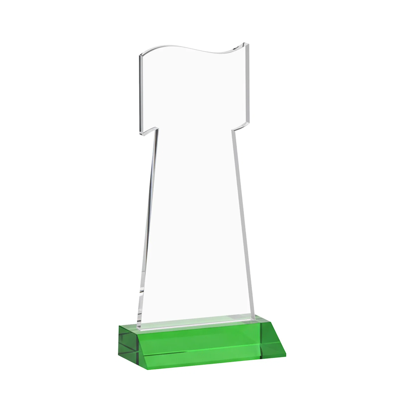 Custom Starfire Crystal Award with a Flag Cutout on a Mitered Base, with your logo for service anniversary gifts
