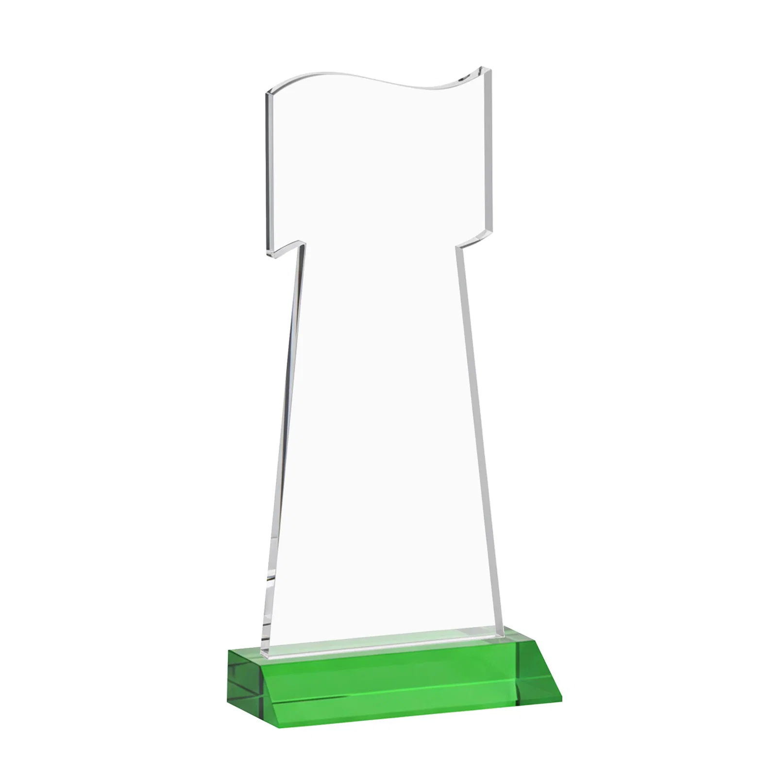 Custom Starfire Crystal Award with a Flag Cutout on a Mitered Base, with your logo for sales achievement awards