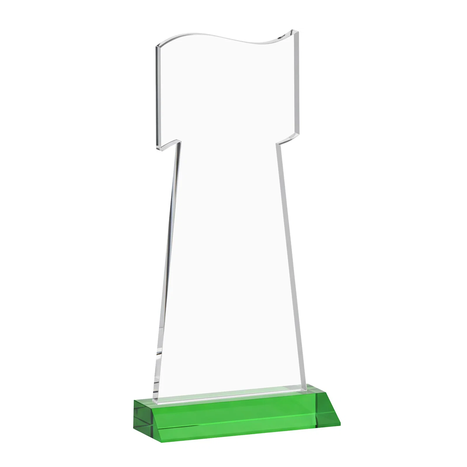 Custom Starfire Crystal Award with a Flag Cutout on a Mitered Base, with your logo for retirement presentations