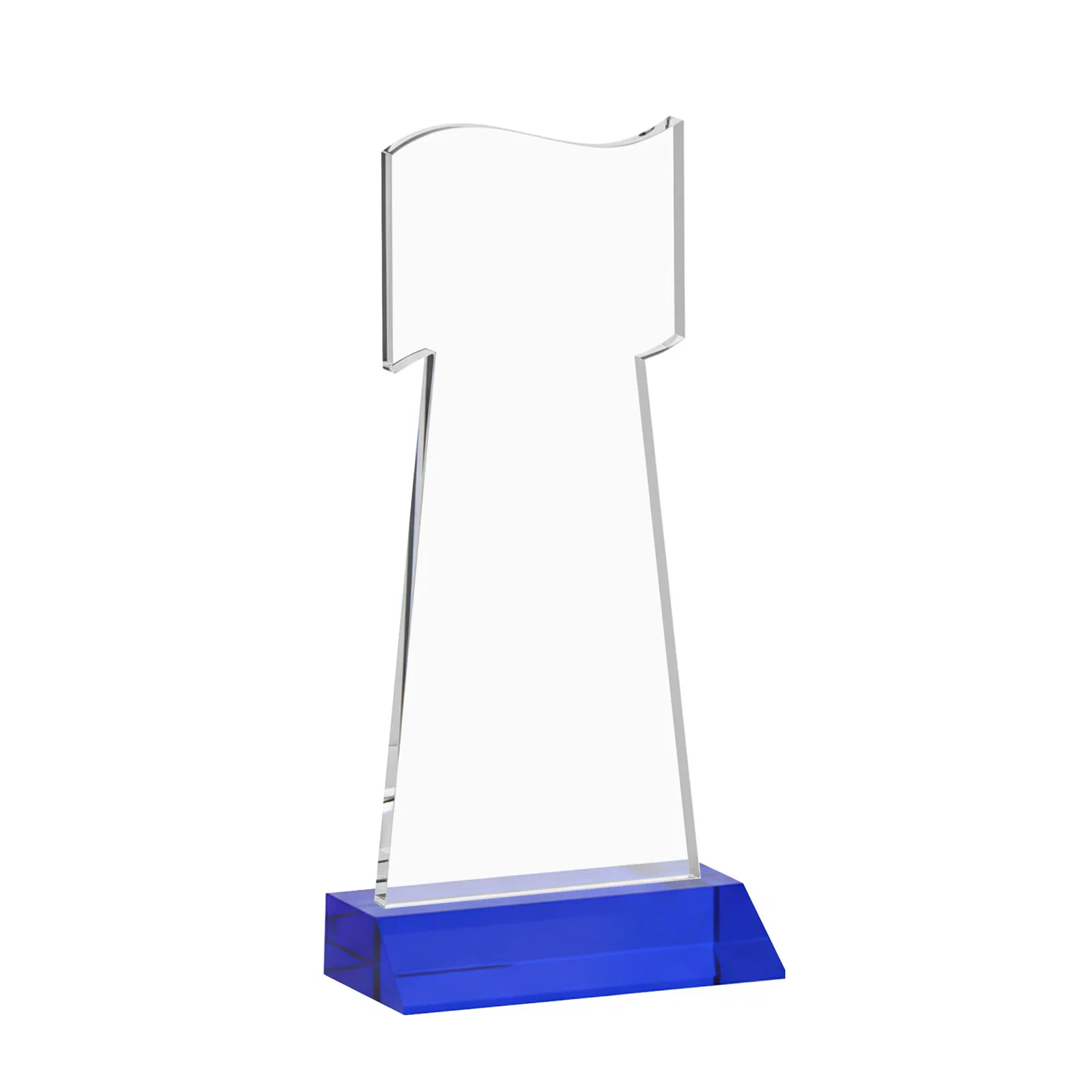Custom Starfire Crystal Award with a Flag Cutout on a Mitered Base, with your logo for safety achievement programs