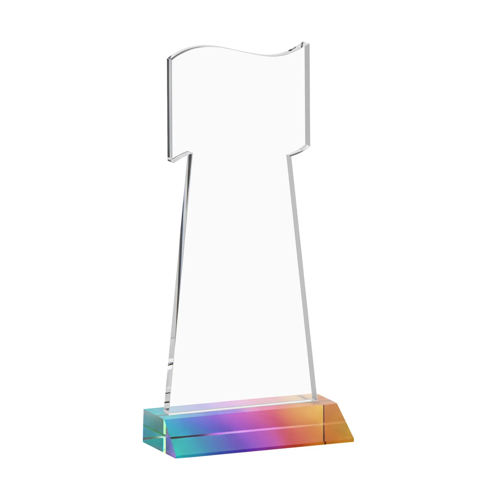 Custom Starfire Crystal Award with a Flag Cutout on a Mitered Base, with your logo for company anniversary events